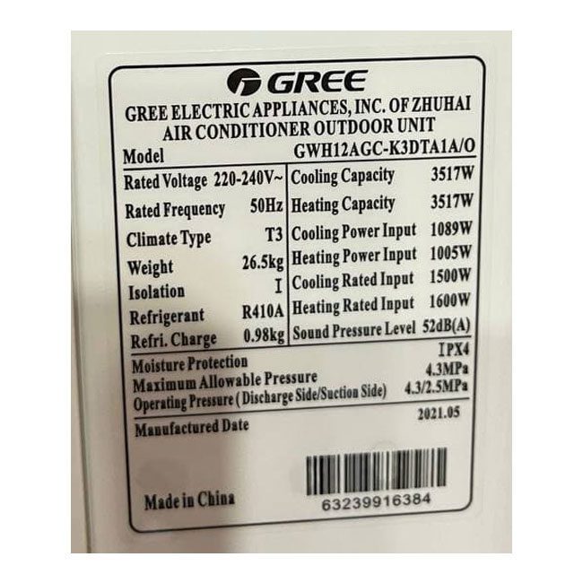 کولرگازی گری اینورتر 12000 سرد و گرم GWH12AGC-K3DTA1A WIFI T3